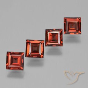 2.99 ctw Red Pyrope Garnet Stones, Natural Pyrope Garnet in Square Step-Cut Shape for Sale