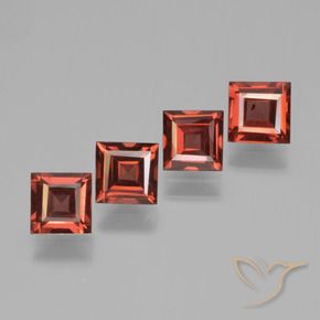 2.53 ctw Red Pyrope Garnet Stones, Natural Pyrope Garnet in Square Step-Cut Shape for Sale