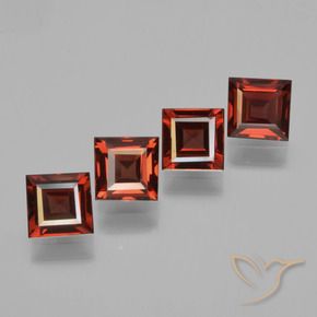 2.64 ctw Red Pyrope Garnet Stones, Natural Pyrope Garnet in Square Step-Cut Shape for Sale