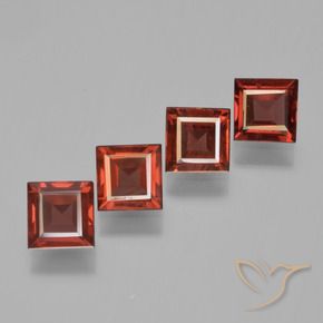 2.61 ctw Red Pyrope Garnet Stones, Natural Pyrope Garnet in Square Step-Cut Shape for Sale