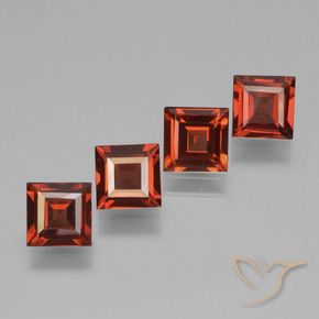 2.58 ctw Red Pyrope Garnet Stones, Natural Pyrope Garnet in Square Step-Cut Shape for Sale