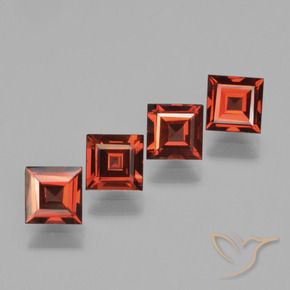 2.75 ctw Red Pyrope Garnet Stones, Natural Pyrope Garnet in Square Step-Cut Shape for Sale