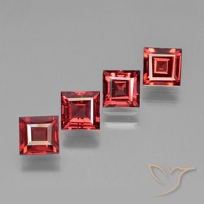 2.77 ctw Red Pyrope Garnet Stones, Natural Pyrope Garnet in Square Step-Cut Shape for Sale