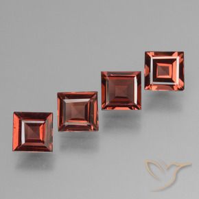3.00 ctw Red Pyrope Garnet Stones, Natural Pyrope Garnet in Square Step-Cut Shape for Sale