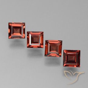 2.67 ctw Red Pyrope Garnet Stones, Natural Pyrope Garnet in Square Step-Cut Shape for Sale
