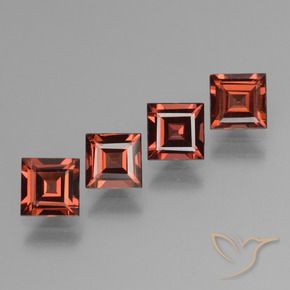2.98 ctw Red Pyrope Garnet Stones, Natural Pyrope Garnet in Square Step-Cut Shape for Sale