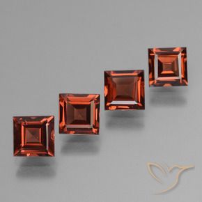 3.25 ctw Red Pyrope Garnet Stones, Natural Pyrope Garnet in Square Step-Cut Shape for Sale