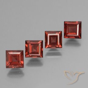 3.28 ctw Red Pyrope Garnet Stones, Natural Pyrope Garnet in Square Step-Cut Shape for Sale