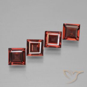 2.63 ctw Red Pyrope Garnet Stones, Natural Pyrope Garnet in Square Step-Cut Shape for Sale