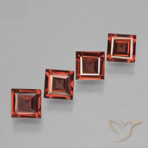 2.45 ctw Red Pyrope Garnet Stones, Natural Pyrope Garnet in Square Step-Cut Shape for Sale