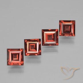 2.87 ctw Red Pyrope Garnet Stones, Natural Pyrope Garnet in Square Step-Cut Shape for Sale