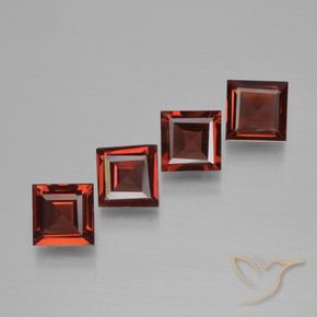 2.59 ctw Red Pyrope Garnet Stones, Natural Pyrope Garnet in Square Step-Cut Shape for Sale