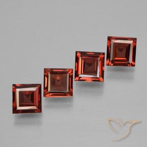 2.40 ctw Red Pyrope Garnet Stones, Natural Pyrope Garnet in Square Step-Cut Shape for Sale