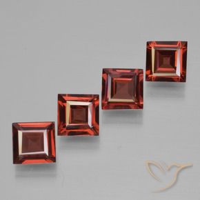 2.53 ctw Red Pyrope Garnet Stones, Natural Pyrope Garnet in Square Step-Cut Shape for Sale