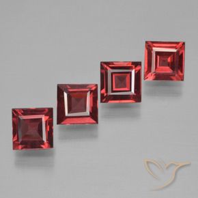 2.63 ctw Red Pyrope Garnet Stones, Natural Pyrope Garnet in Square Step-Cut Shape for Sale