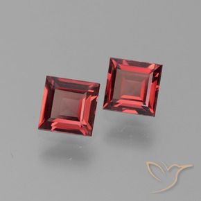 1.43 ctw Red Pyrope Garnet Stones, Natural Pyrope Garnet in Square Step-Cut Shape for Sale