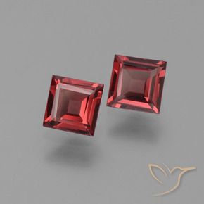 1.33 ctw Red Pyrope Garnet Stones, Natural Pyrope Garnet in Square Step-Cut Shape for Sale