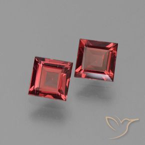 1.42 ctw Red Pyrope Garnet Stones, Natural Pyrope Garnet in Square Step-Cut Shape for Sale