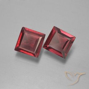 1.46 ctw Red Pyrope Garnet Stones, Natural Pyrope Garnet in Square Step-Cut Shape for Sale
