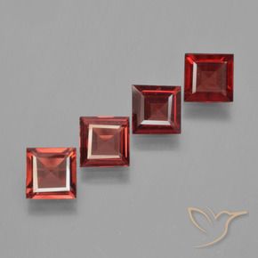 2.32 ctw Red Pyrope Garnet Stones, Natural Pyrope Garnet in Square Step-Cut Shape for Sale