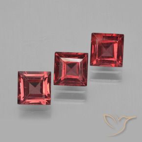 2.70 ctw Red Pyrope Garnet Stones, Natural Pyrope Garnet in Square Step-Cut Shape for Sale