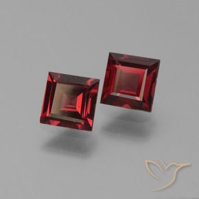 1.46 ctw Red Pyrope Garnet Stones, Natural Pyrope Garnet in Square Step-Cut Shape for Sale