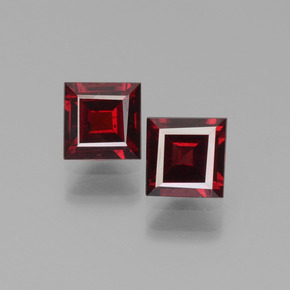 Rojo sangre intenso Granate Piropo Gema - 0.8ct Corte cuadrado step (ID: 451237)