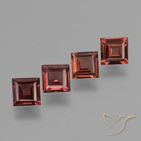 2.46 ctw Red Pyrope Garnet Stones, Natural Pyrope Garnet in Square Step-Cut Shape for Sale