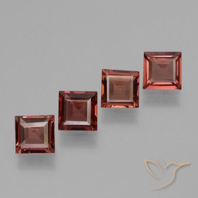 2.84 ctw Red Pyrope Garnet Stones, Natural Pyrope Garnet in Square Step-Cut Shape for Sale
