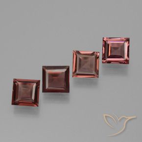 2.27 ctw Red Pyrope Garnet Stones, Natural Pyrope Garnet in Square Step-Cut Shape for Sale