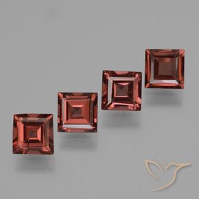 3.26 ctw Red Pyrope Garnet Stones, Natural Pyrope Garnet in Square Step-Cut Shape for Sale