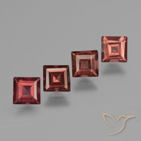 2.78 ctw Red Pyrope Garnet Stones, Natural Pyrope Garnet in Square Step-Cut Shape for Sale