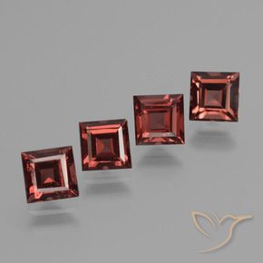 3.28 ctw Red Pyrope Garnet Stones, Natural Pyrope Garnet in Square Step-Cut Shape for Sale