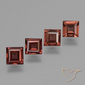 2.86 ctw Red Pyrope Garnet Stones, Natural Pyrope Garnet in Square Step-Cut Shape for Sale