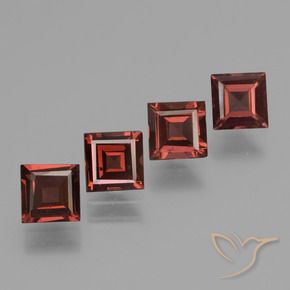 2.97 ctw Red Pyrope Garnet Stones, Natural Pyrope Garnet in Square Step-Cut Shape for Sale