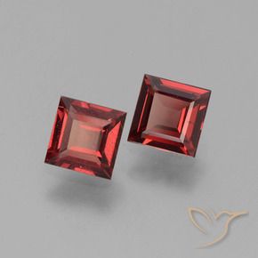 1.46 ctw Red Pyrope Garnet Stones, Natural Pyrope Garnet in Square Step-Cut Shape for Sale