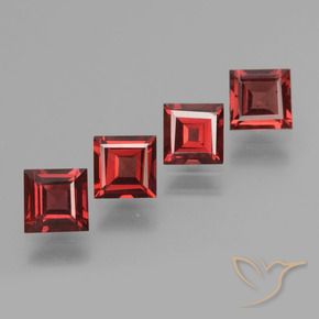 2.88 ctw Red Pyrope Garnet Stones, Natural Pyrope Garnet in Square Step-Cut Shape for Sale