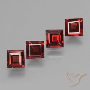 2.35 ctw Red Pyrope Garnet Stones, Natural Pyrope Garnet in Square Step-Cut Shape for Sale