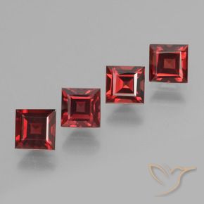 3.22 ctw Red Pyrope Garnet Stones, Natural Pyrope Garnet in Square Step-Cut Shape for Sale