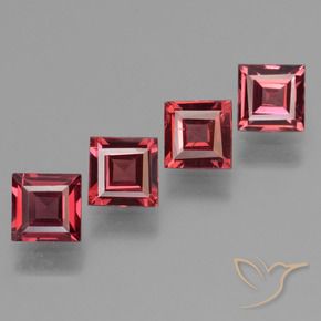 2.68 ctw Red Pyrope Garnet Stones, Natural Pyrope Garnet in Square Step-Cut Shape for Sale