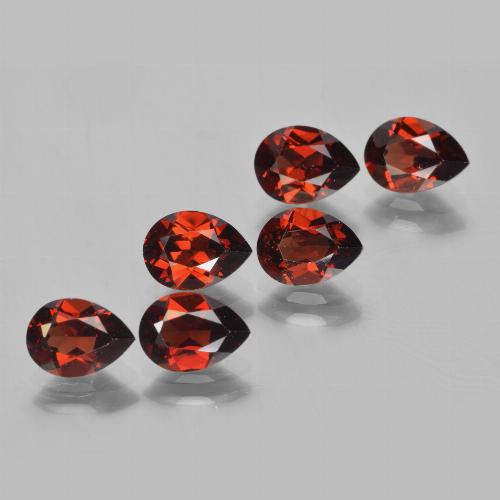 Lotto di 6 pezzi Granato piropo Rosso scuro taglio pera dal Mozambico - Dimensioni 7,2 x 5,2mm, peso 5,47 ct totali / media. 0,91 ct ciascuno, durezza Mohs 6,5 - 7,5 adatto per gioielli da indossare ogni giorno, Photo A