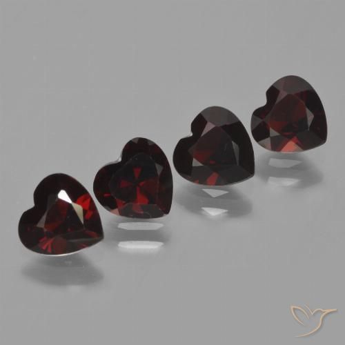 3.36 ctw Red Pyrope Garnet Gemstones, Pyrope Garnet Gems in Heart Facet Shape for Sale.