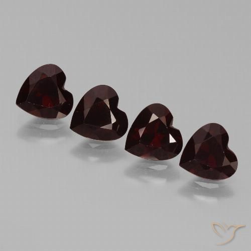 Rojo oscuro Granate Piropo Gema - 0.8ct Forma de corazón (ID: 456314)