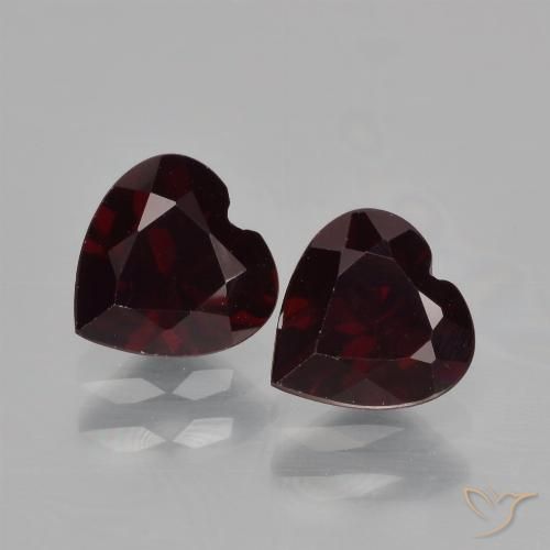 احمر غامق عقيق بيروب حجر كريم - 0.9ct وجه قلب (ID: 456457)
