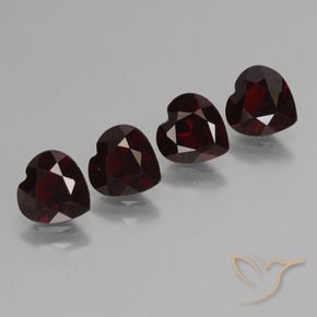 2.98 ctw Red Pyrope Garnet Stones, Natural Pyrope Garnet in Heart Facet Shape for Sale