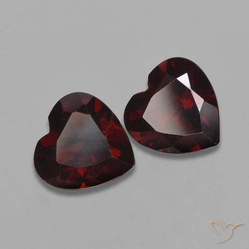 1.68 ctw Red Pyrope Garnet Stones, Natural Pyrope Garnet in Heart Facet Shape for Sale