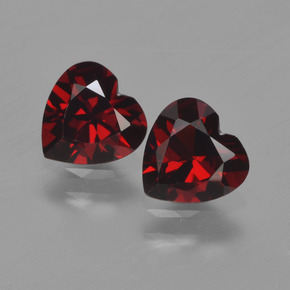 1.65 ctw Red Pyrope Garnet Gemstones, Pyrope Garnet Gems in Heart Facet Shape for Sale.