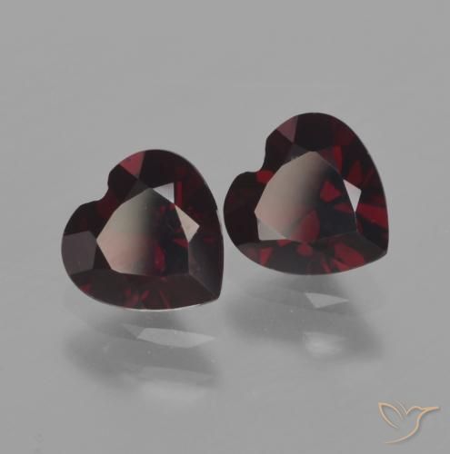 1.88 ctw Red Pyrope Garnet Stones, Natural Pyrope Garnet in Heart Facet Shape for Sale