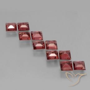 Pyrope Garnet Gemstones in 4 x 4 mm (calibrated) Size for Sale, Pyrope Garnet Stones in Light Scarlet Red Color