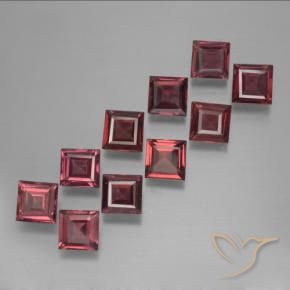 3.98 ctw Red Pyrope Garnet Stones, Natural Pyrope Garnet in Square Step-Cut Shape for Sale
